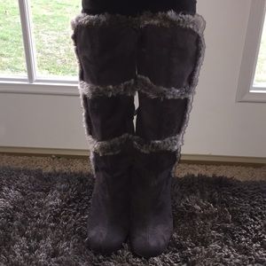 Gray Wedge Boots